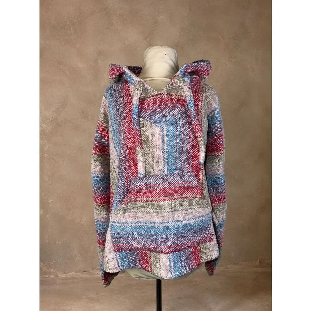 Earthbound Trading Co. Sz L Baja Hoodie Pullover Hooded Sweatshirt Multicolor St